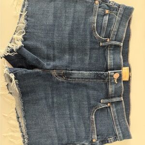 MOTHER The Charmer Fray Denim Shorts